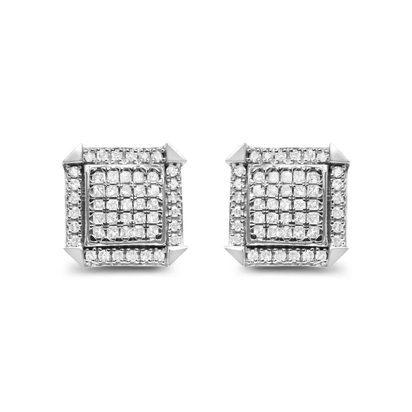 10K White Gold 1.0 Cttw Diamond  Composite with Halo Stud Earrings (H-I Color, I1-I2 Clarity)