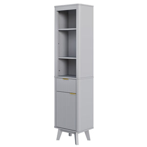 Tall Bathroom Storage Cabinet With Adjustable Shelves And 1 Drawer & Door