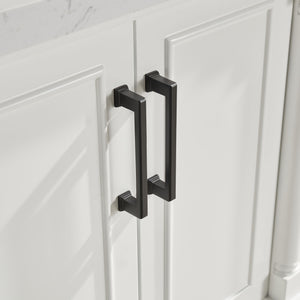 Freestanding Double Bathroom Vanity With Extra Black Handles - White