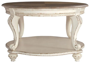 Realyn - Oval Cocktail Table - White / Brown - Best Buy Furniture