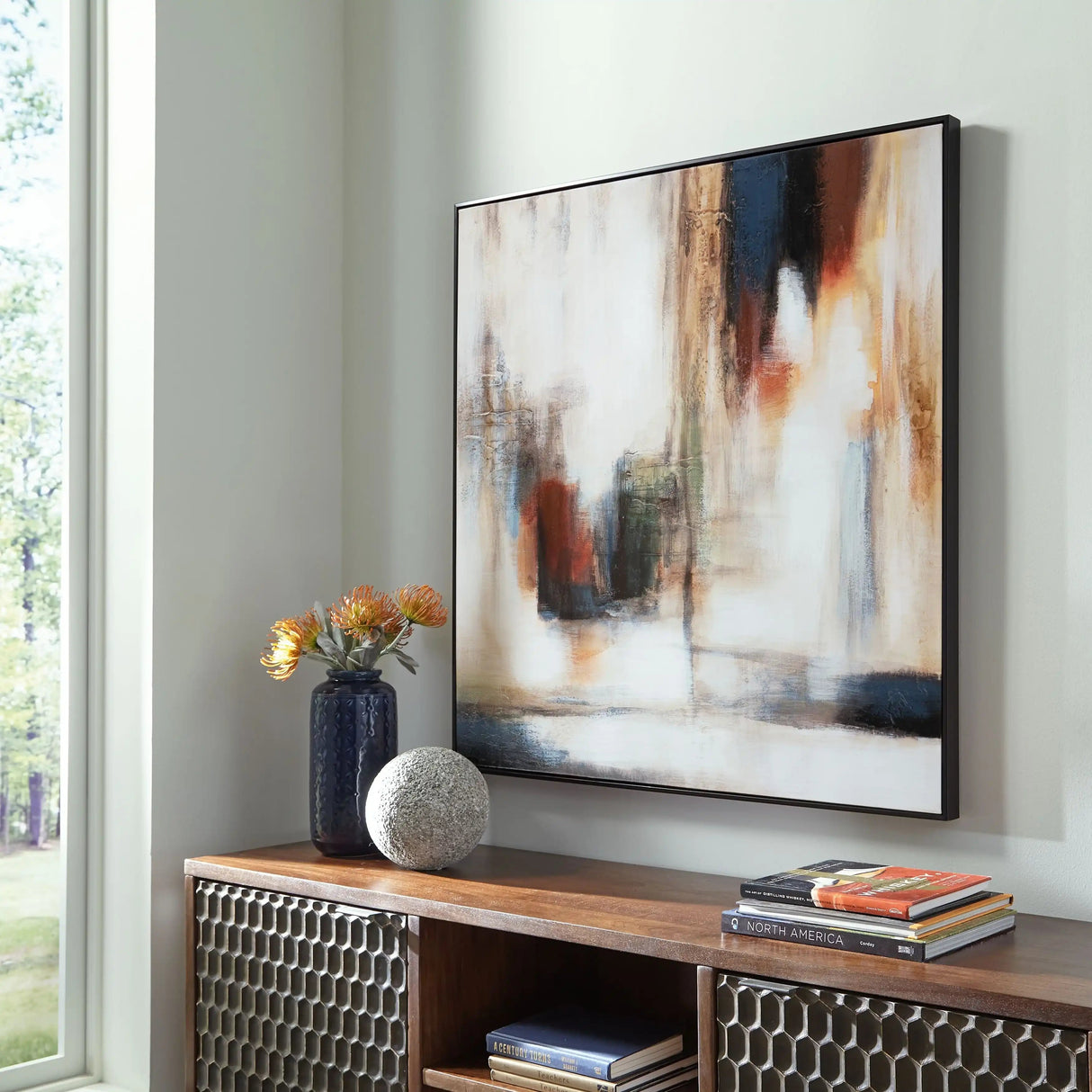 Pigeonford - Wall Art - White / Teal / Gold - Best Buy Furniture