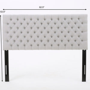 Queen Size Headboard With Button Tufting - Light Gray - Best Buy Furniture
