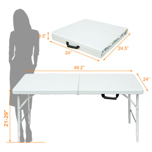 4ft Portable Folding Table with Durable Design - White or Black