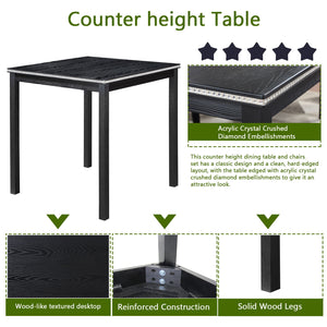 5 Pieces Counter Height Table Set, Kitchen Table With Square Table And 4 Upholstered Chairs