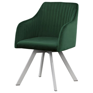 Tufted Swivel Dining Chair With Slim Sloped Arms - Green
