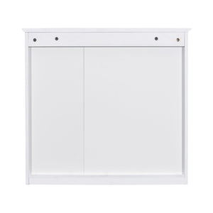 Bathroom Vanity With Top Sink, 2 Doors And 3 Drawers, Freestanding Set With Mirror Cabinet