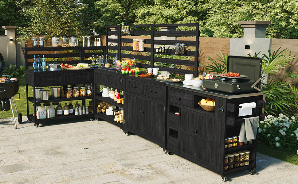 TOPMAX 41.7'' Large Patio Rolling Kitchen Island with Sink