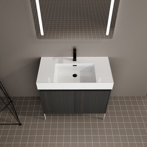 Freestanding Bathroom Vanity With Resin Sink And Storage Cabinet