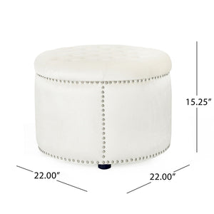 Elegant Round Ottoman Footstool With Studded Rim - Best Buy Furniture