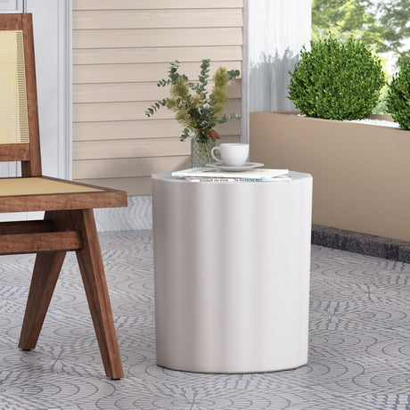 Outdoor End Table With Soft Wave Edge - Antique White - Best Buy Furniture
