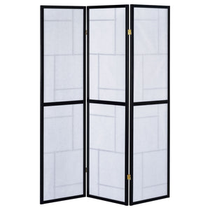 Reese - 3 Panel Room Divider Folding Shoji Screen With Accents - Beige / White