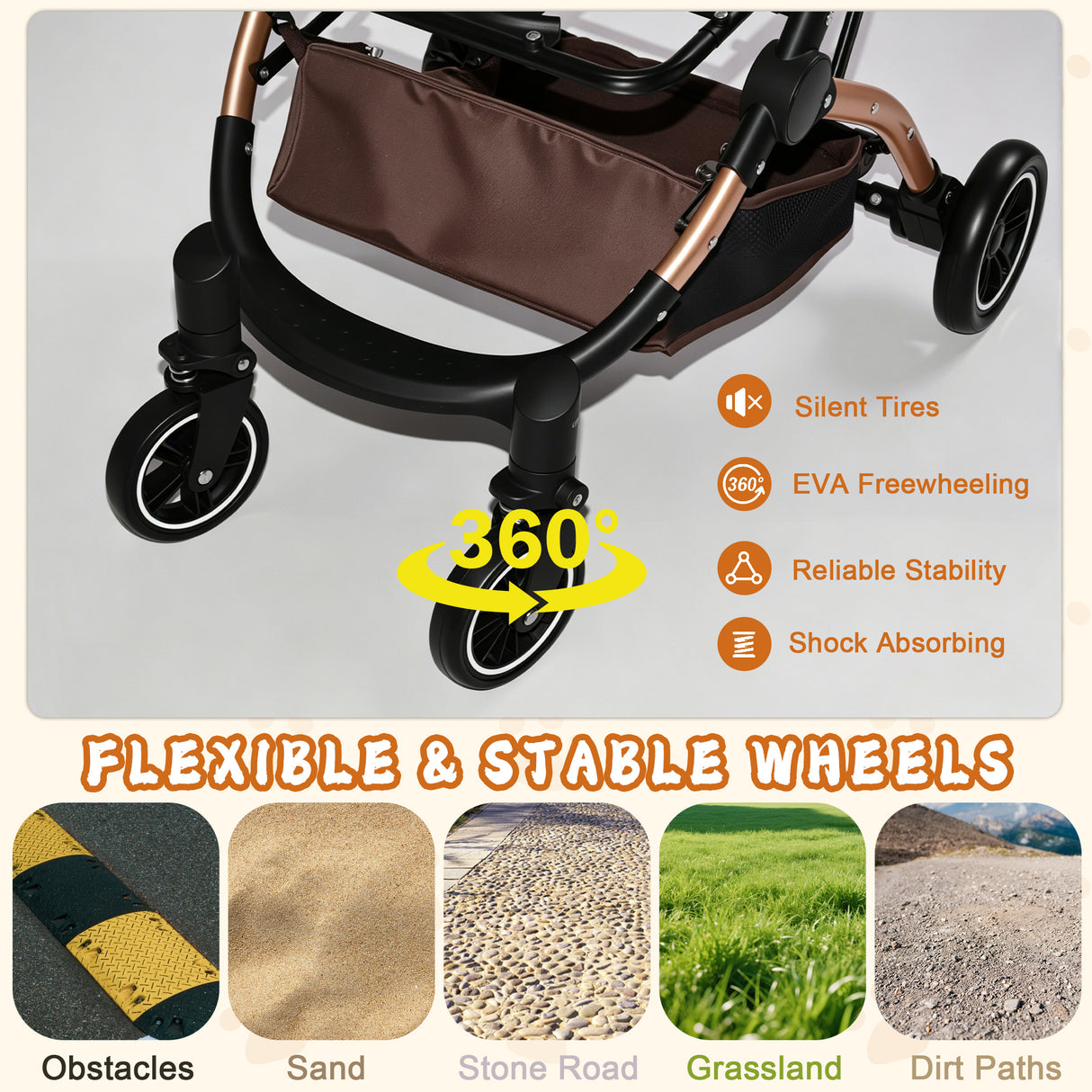 Pet Stroller for Dogs and Cats, 2-in-1 Detachable Foldable With Sun Canopy