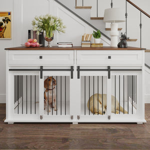 63'' Large Dog Crate Furniture for Double Dog