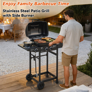 2 Burner Propane Gas BBQ Grill with Side Burner