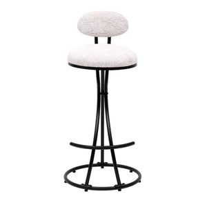 Round Print Bar Stools Upholstered Chairs For Kitchen (Set of 2)