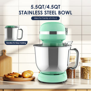 5.5QT/4.5QT Dual Bowls Electric Stand Mixer, 12-Speed Tilt-Head Food Mixer
