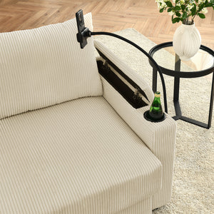 Modern U-Shaped Couch with Storage and Ottomans