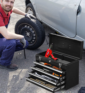 Metal Tool Box with 4 Drawers