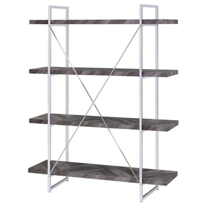 Herringbone - Bookcase With Full Length Shelf - Gray