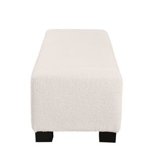 Textured Boucle Ottoman Bench With Hinged Lid For Seating And Storage - Beige
