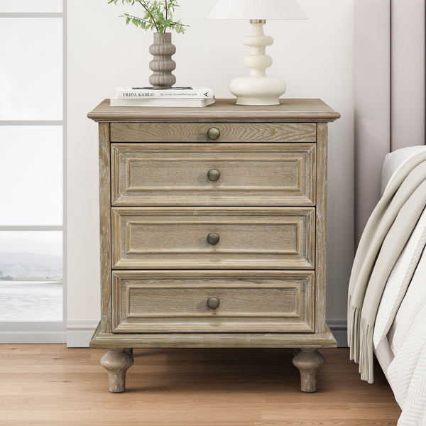 Farmhouse Nightstands with 4 Drawers and Pull-Out Shelf