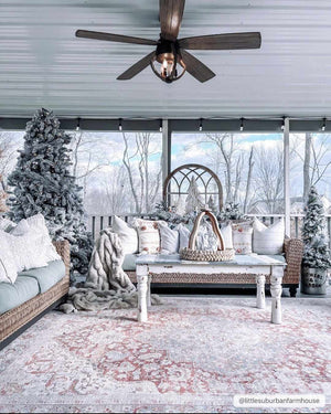 Cream Rust Leeston Washable Rug - Clearance