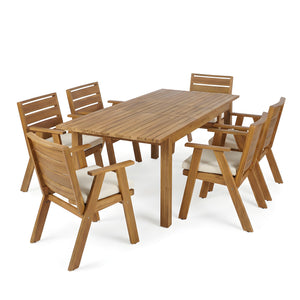 7 Pieces Acacia Wood Outdoor Dining Set