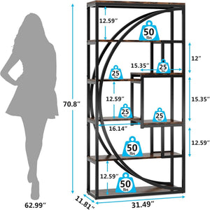 5 Tier Etagere Bookshelf With 8 Open Shelves Organizer For Living Room
