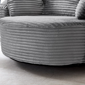 Swivel Accent Barrel Chair With Adjustable Phone Holder, 5 Pillows For Living Room