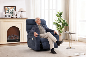Heat Massage Electric Recliner Chair with Rocker and Swivel in Fabric