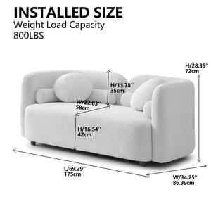 2 Seater Sofa Couch For Living Room - Light Beige