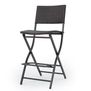 Outdoor Wicker Barstools Faux Rattan Patio Bar Stools - Set of 2