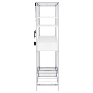 Draper - 5 Shelf LED Wine Cabinet With Pull Out Drawer - Gloss White