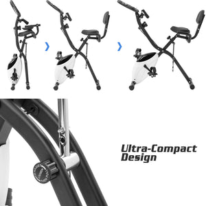 Exercise Bike Folding Stationary Bikes For Home With 16 Level Magnetic Resistance