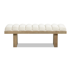 Bella 52-Inch Upholstered Accent Bench, Ivory White Boucle