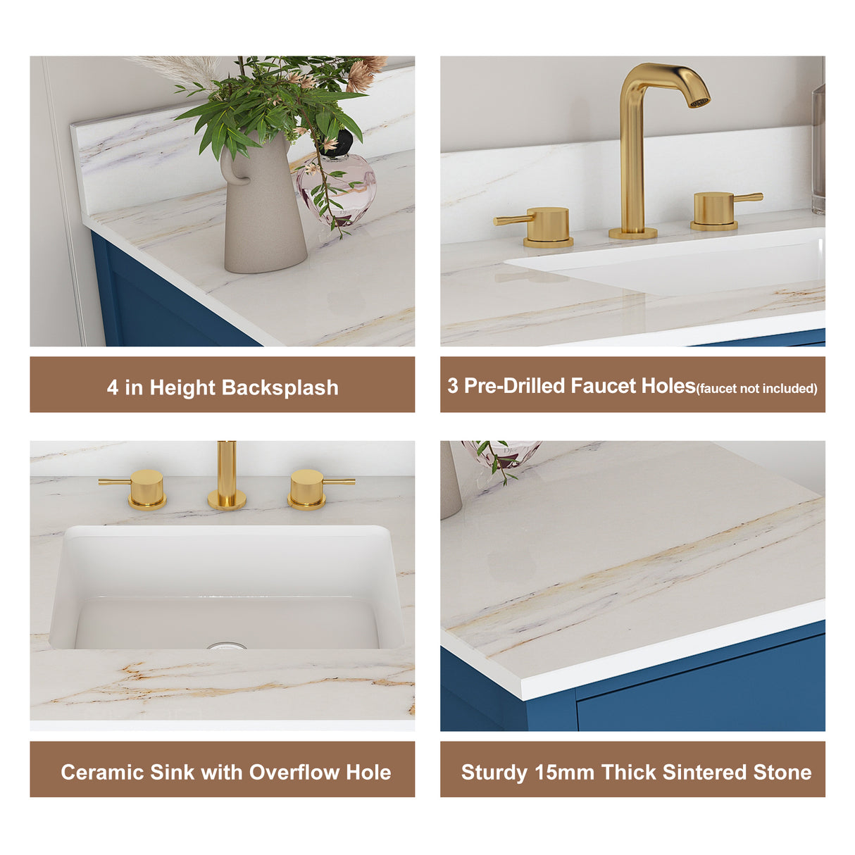 42" Modern Solid Wood Bathroom Vanity with Sink