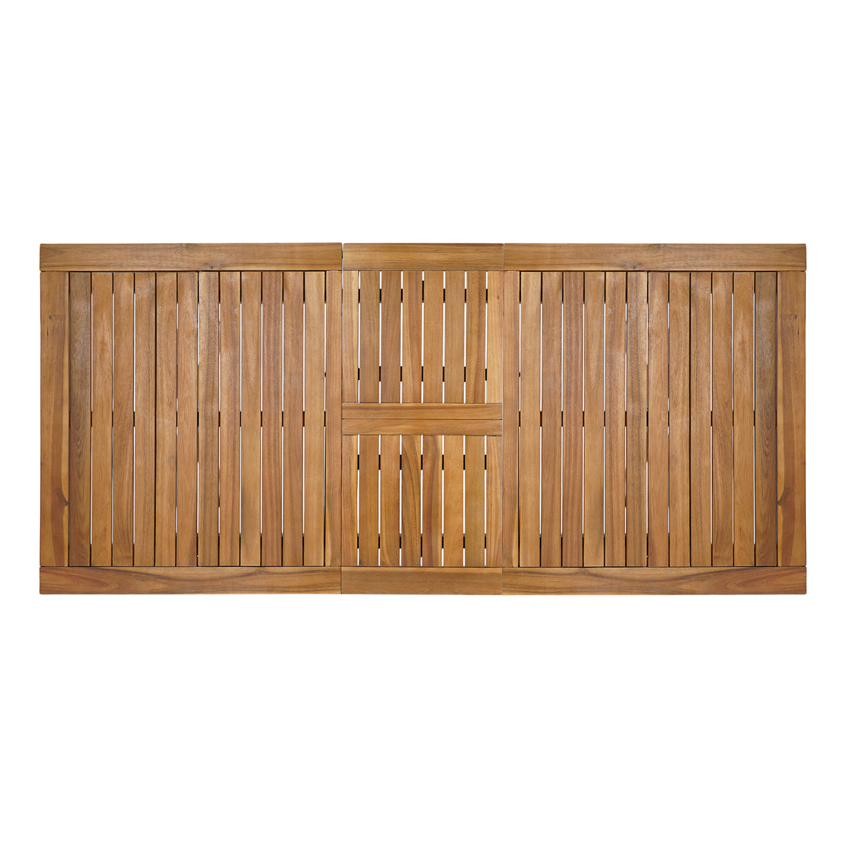 60-76" Acacia Wood Outdoor Dining Table, Telescopic, Teak Finish