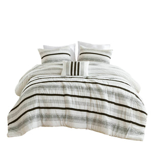 7 Piece Stripe Comforter and Quilt Set - King/Cal King