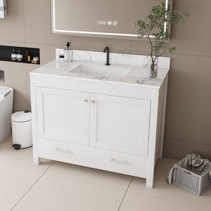 Modern 43" Bathroom Vanity with Artificial Marble Carrara