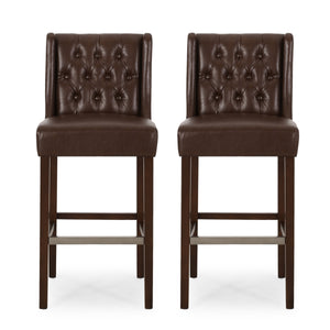 30.5 Inch Seat Height Bar Stool with PU Upholstery and Metal Footrest