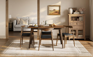 5-Piece Dining Set with Table and Chairs - Walnut & Black