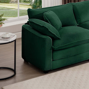 Modern Upholstered 4 Seater Fabric Sofa With Arm And Throw Pillows