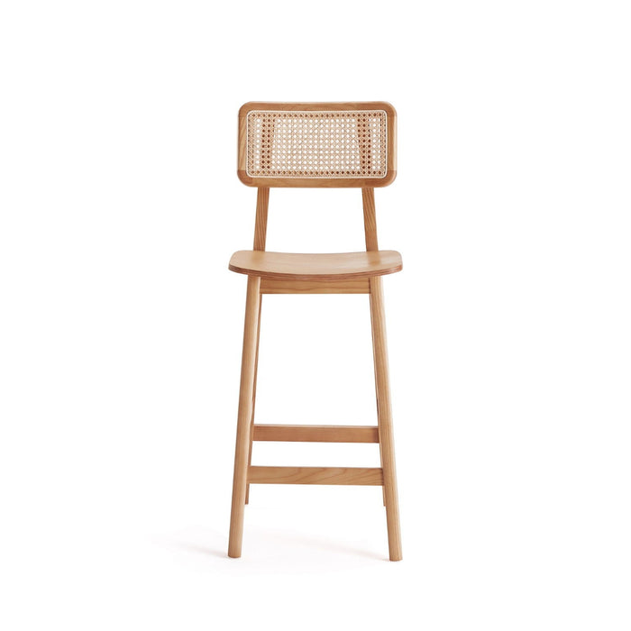 Versailles Counter Stool with Cane Backrest - Light Brown or Black