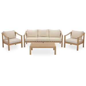 4-Piece Teak Finish Acacia Wood Outdoor Patio Set