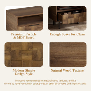 TV Stand With 2 Drawers, Media Console Table For TVs Up To 85'' - Natural