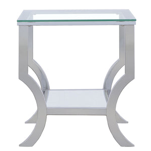 Porch & Den - Square Top End Table Elegance Glass - Chrome