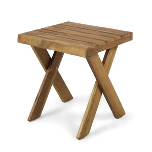 Passion - Outdoor Side Table With Cross Base And Slatted Top - Teak - Best Buy Furniture