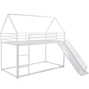 Twin Over Twin House Bunk Bed With Ladder And Slide