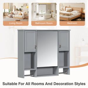 Wall Mounted Bathroom Storage Cabinet With Mirror, Medicine Cabinet With Towel Bar