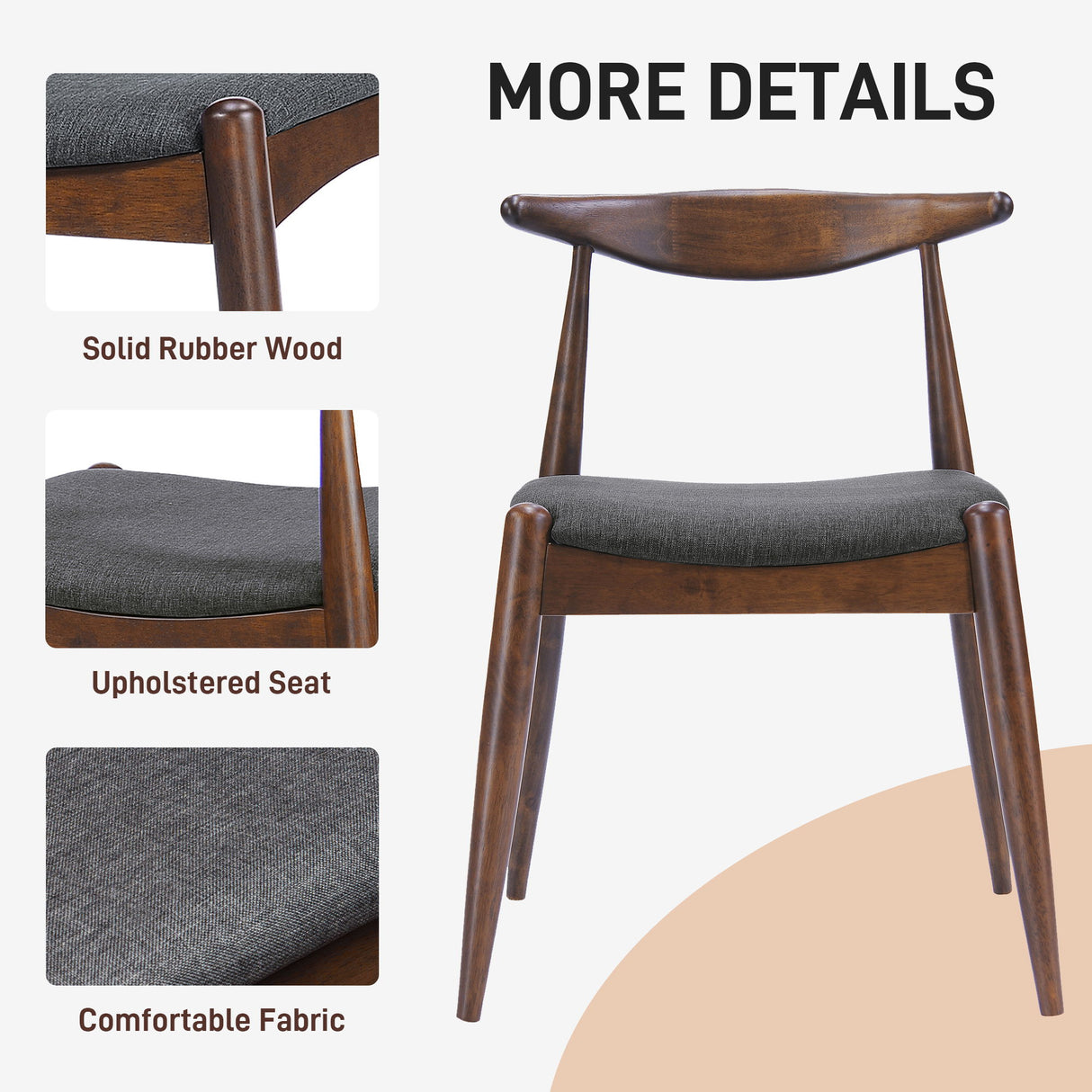 Dining Chairs With Ergonomic Backrest & Comfort Cushions (Set of 2)